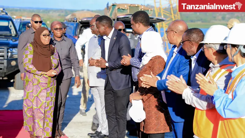 President Samia inspecting Magufuli bridge kigongo-Busisi construction