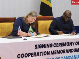 Jeanne Clark US and Tanzania Mohammed Mchengerwa sign MOU health cooperation