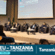 EU–Tanzania Investment and Business Forum 2026–2027 roadshow opening at Cesena Fiera, with blue Global Gateway and TanzaniaInvest branding